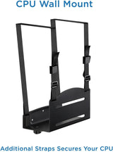 Black Wall Mounted Desk - Monitor and Keyboard Wall Mount with CPU Holder - Mount-It! - MI-7919