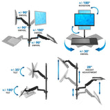 Black Wall Mounted Desk - Monitor Wall Mount Workstation - Mount-It! - MI-7991