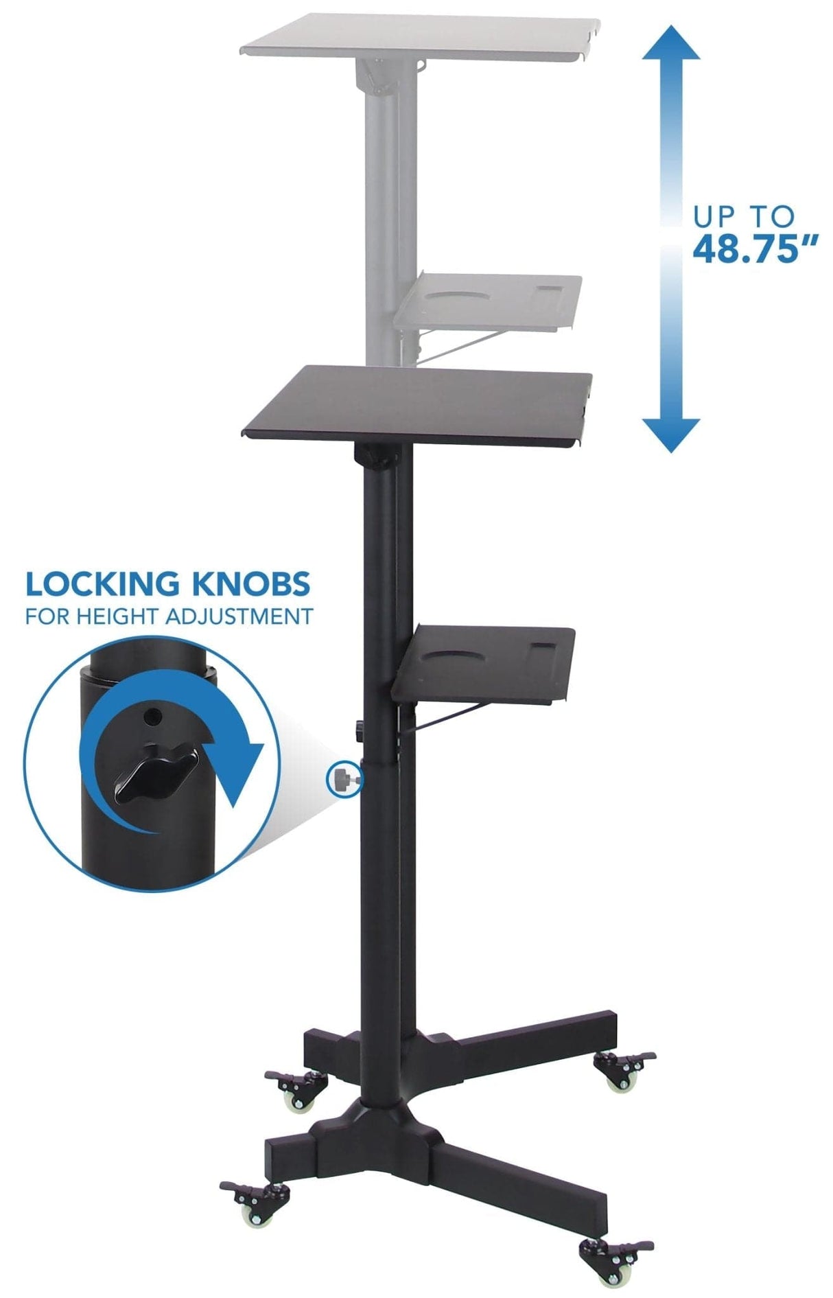 Black Mobile Standing Desk - Portable Presentation Lectern - Mount-It! - MI-7971