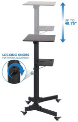 Black Mobile Standing Desk - Portable Presentation Lectern - Mount-It! - MI-7971