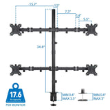 Black Monitor Mount - Quad Monitor Mount - Mount-It! - MI-2754