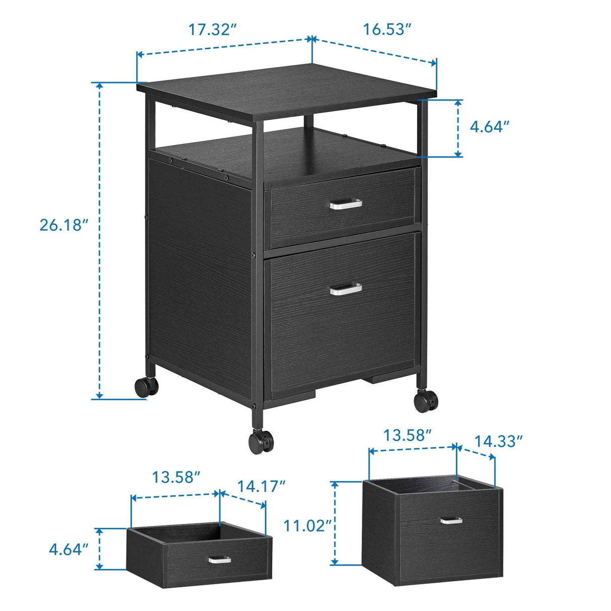 Black File Cabinet - Rolling File Cabinet - Mount-It! - MI-943