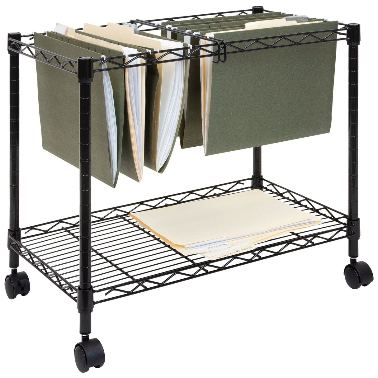 Black File Cabinet - Rolling File Cart with Folder Rack - Mount-It! - MI-7858