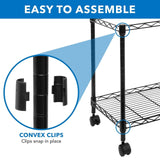 Black File Cabinet - Rolling File Cart with Folder Rack - Mount-It! - MI-7858