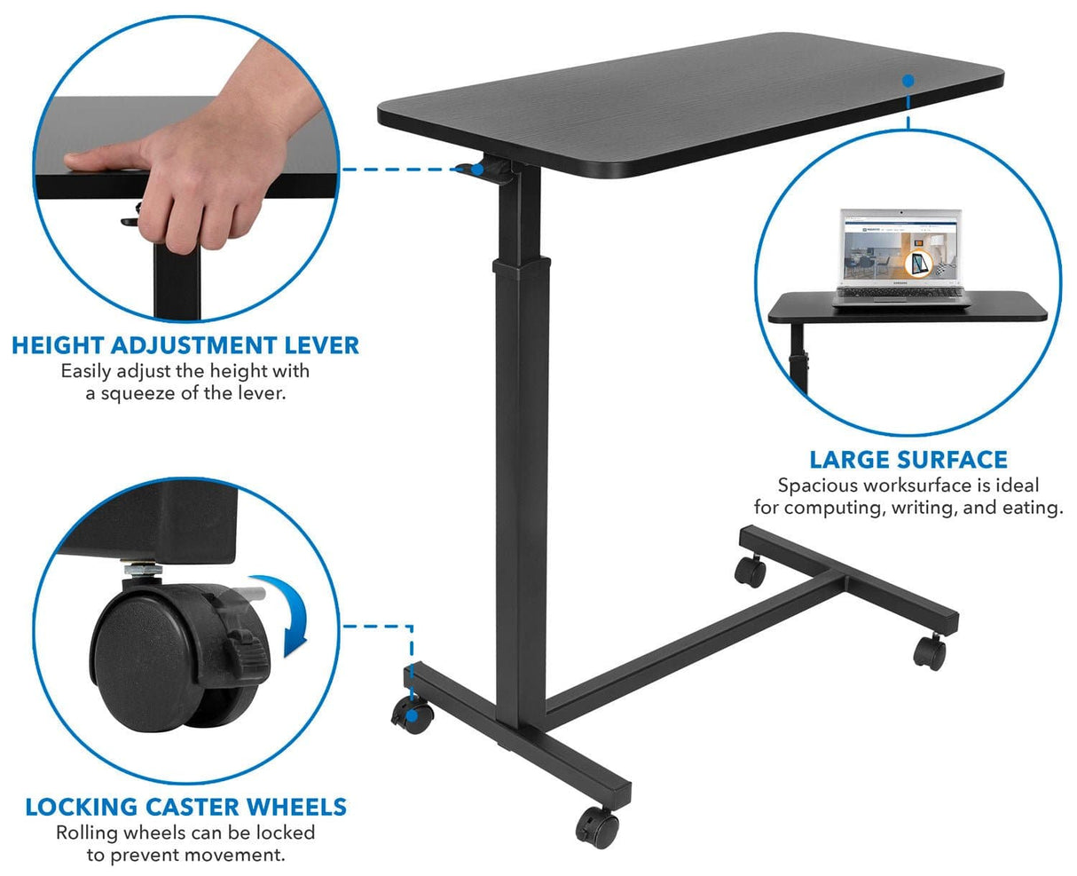 Black Mobile Standing Desk - Rolling Over Bed Table - Mount-It! - MI-7987