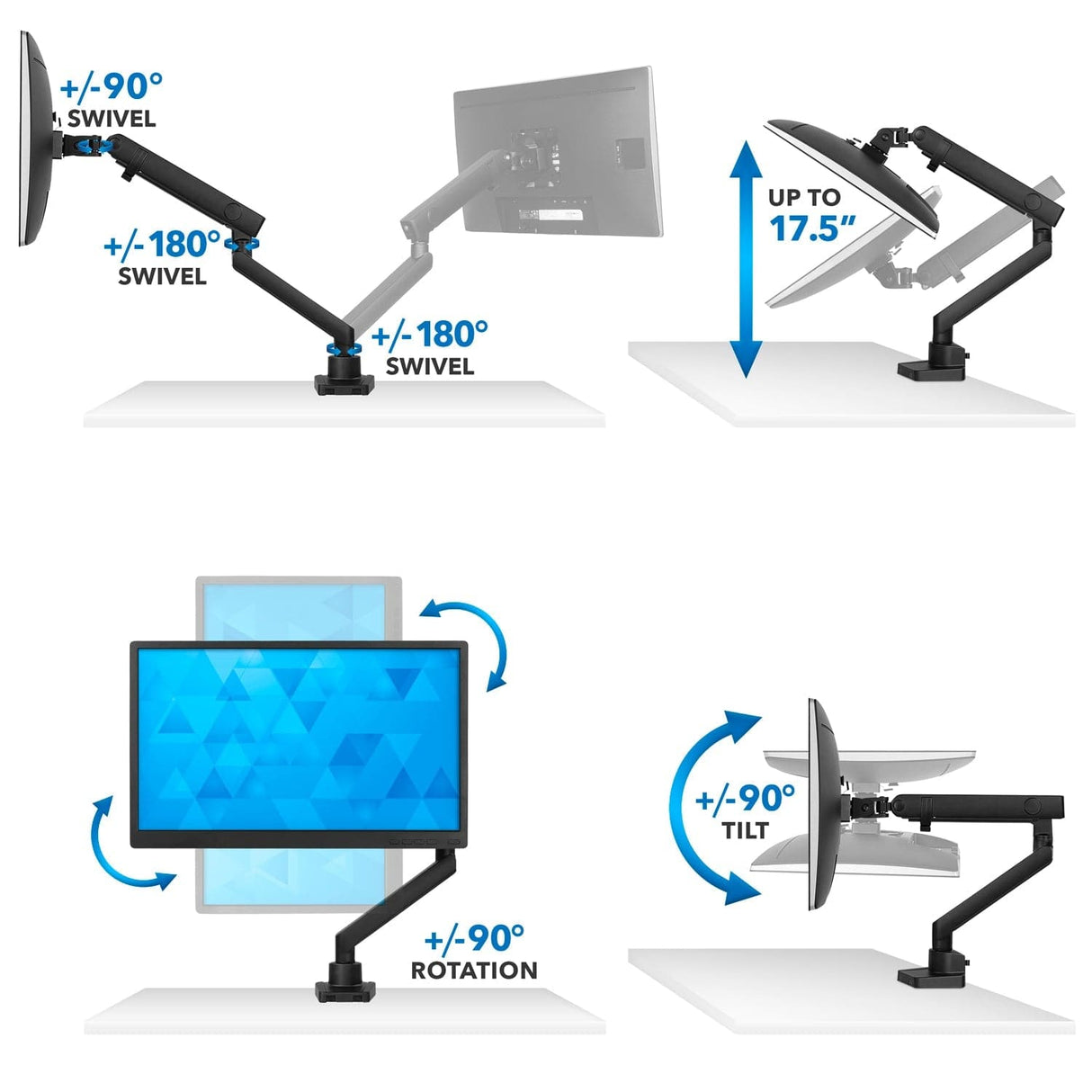 Black Monitor Mount - Single Monitor Desk Mount - Mount-It! - MI-2671