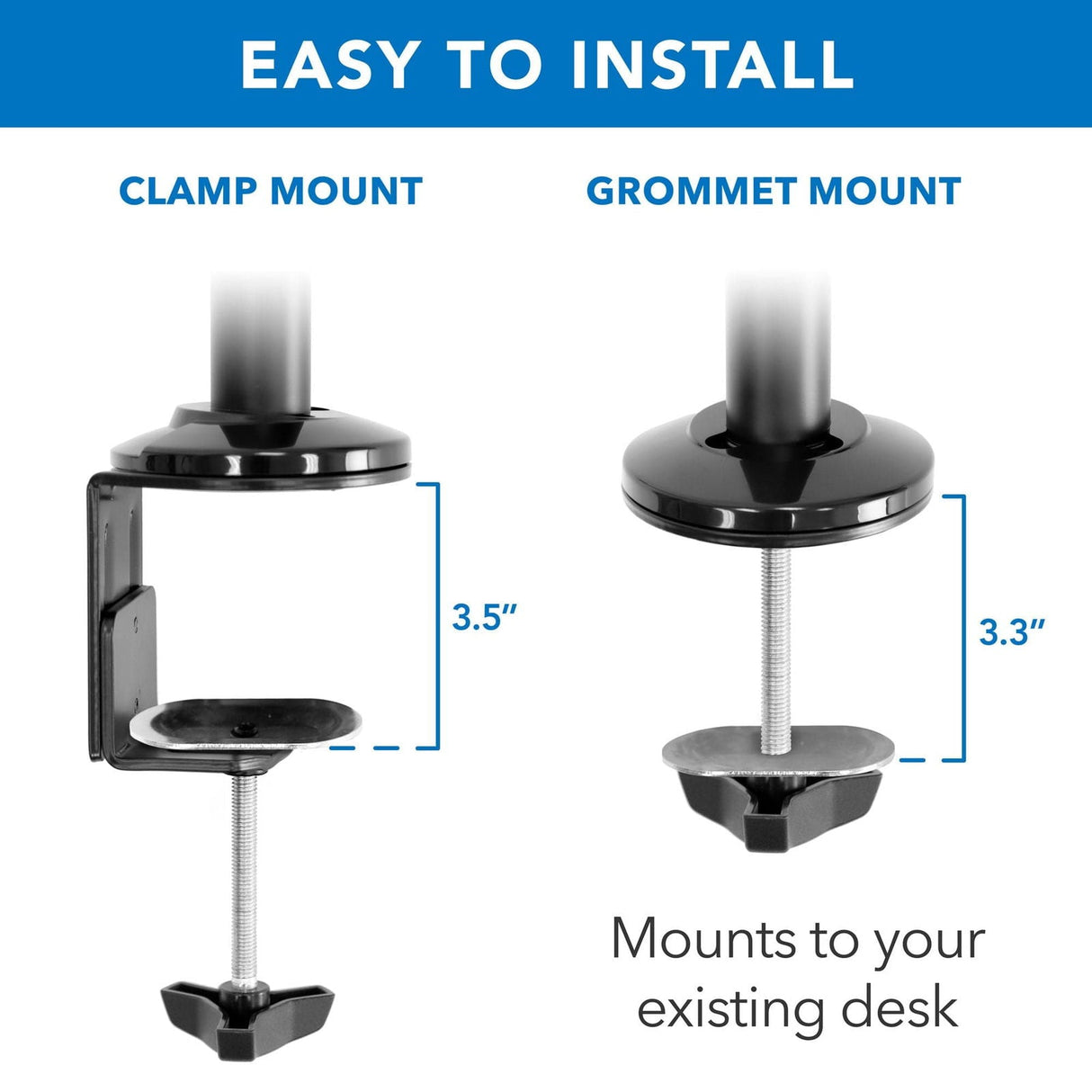 Black Desk Converters - Single Monitor Sit-Stand Desk Mount with Keyboard Tray - Mount-It! - MI-7995