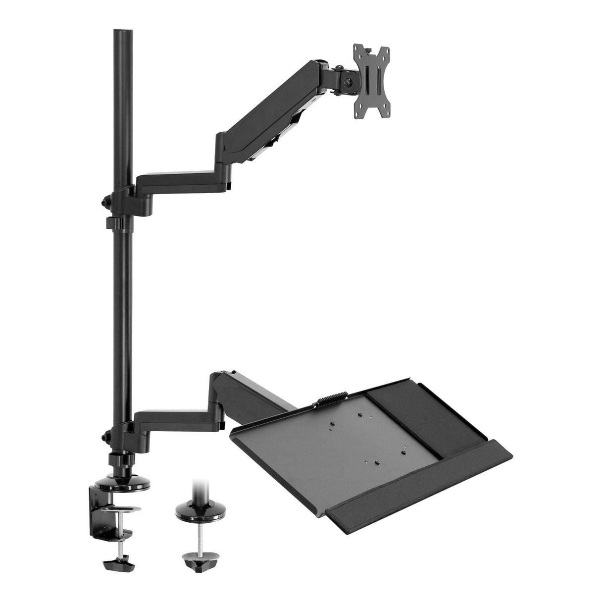 Black Desk Converters - Single Monitor Sit-Stand Desk Mount with Keyboard Tray - Mount-It! - MI-7995