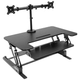 Black Desk Converters - Sit-Stand Desk Converter with Dual Monitor Mount - Mount-It! - MI-7934