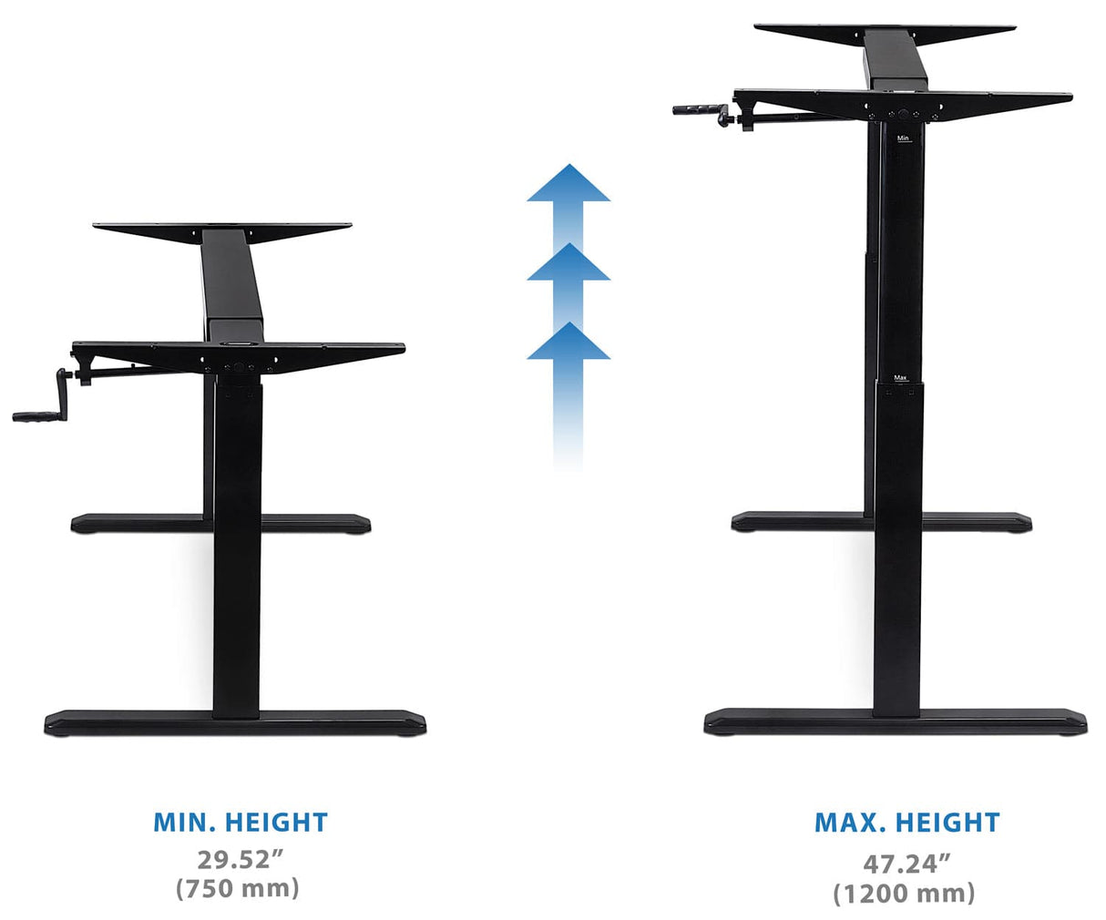 Black Desk Frame - Standing Desk Frame Hand Crank - Mount-It! - MI-7931