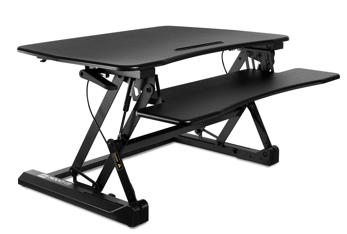 Black Desk Converters - Standing Desk Sit-Stand Desk Converter Height Adjustable, Large Surface Area - Mount-It! - MI-7955