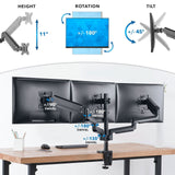 Black Monitor Mount - Triple Monitor Mount with Gas Spring Arms - Mount-It! - MI-4753B