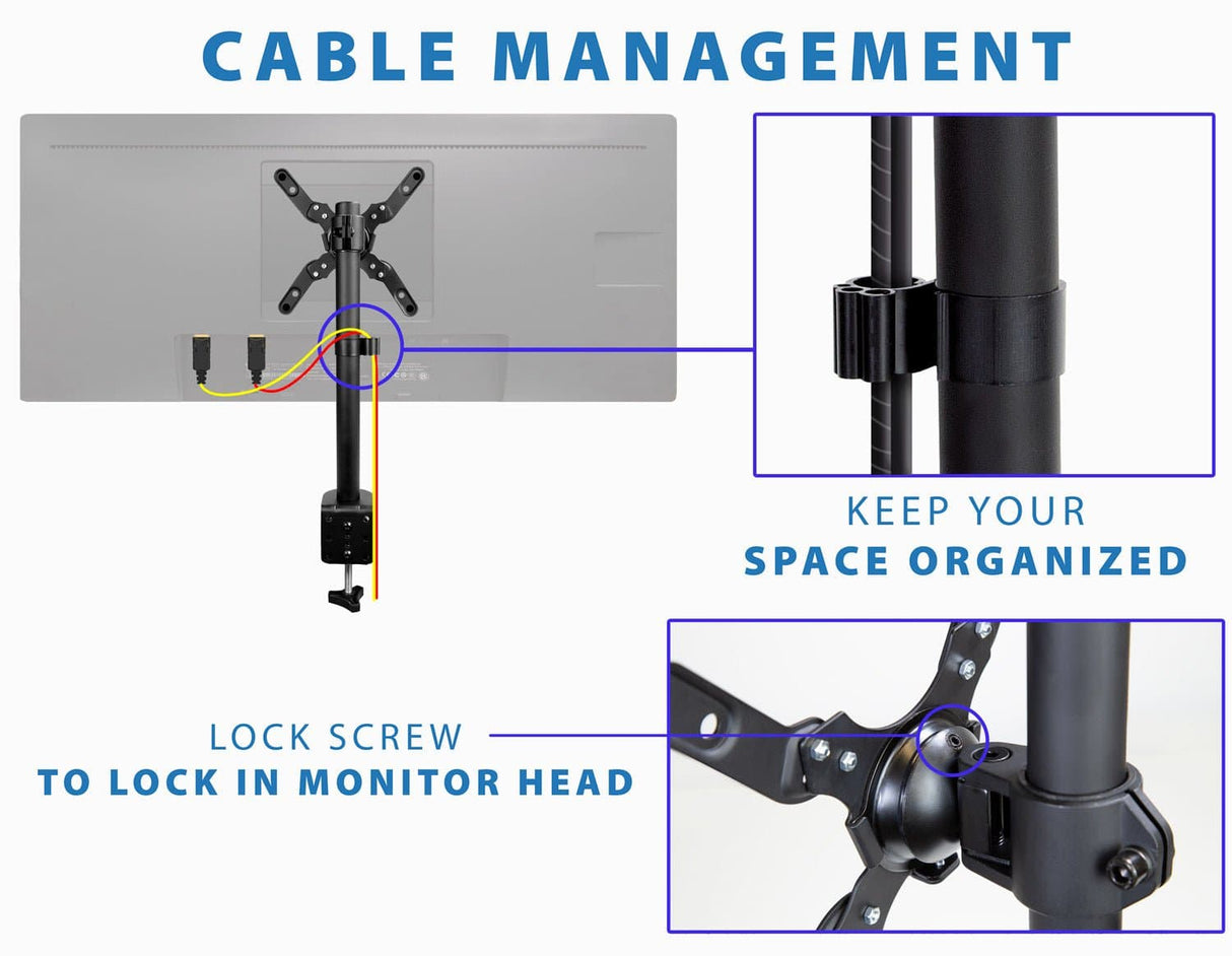 Black Monitor Mount - Ultra-Wide Single Monitor Desk Mount - Mount-It! - MI-709