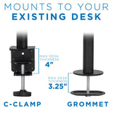 Black Monitor Mount - Ultra-Wide Single Monitor Desk Mount - Mount-It! - MI-709