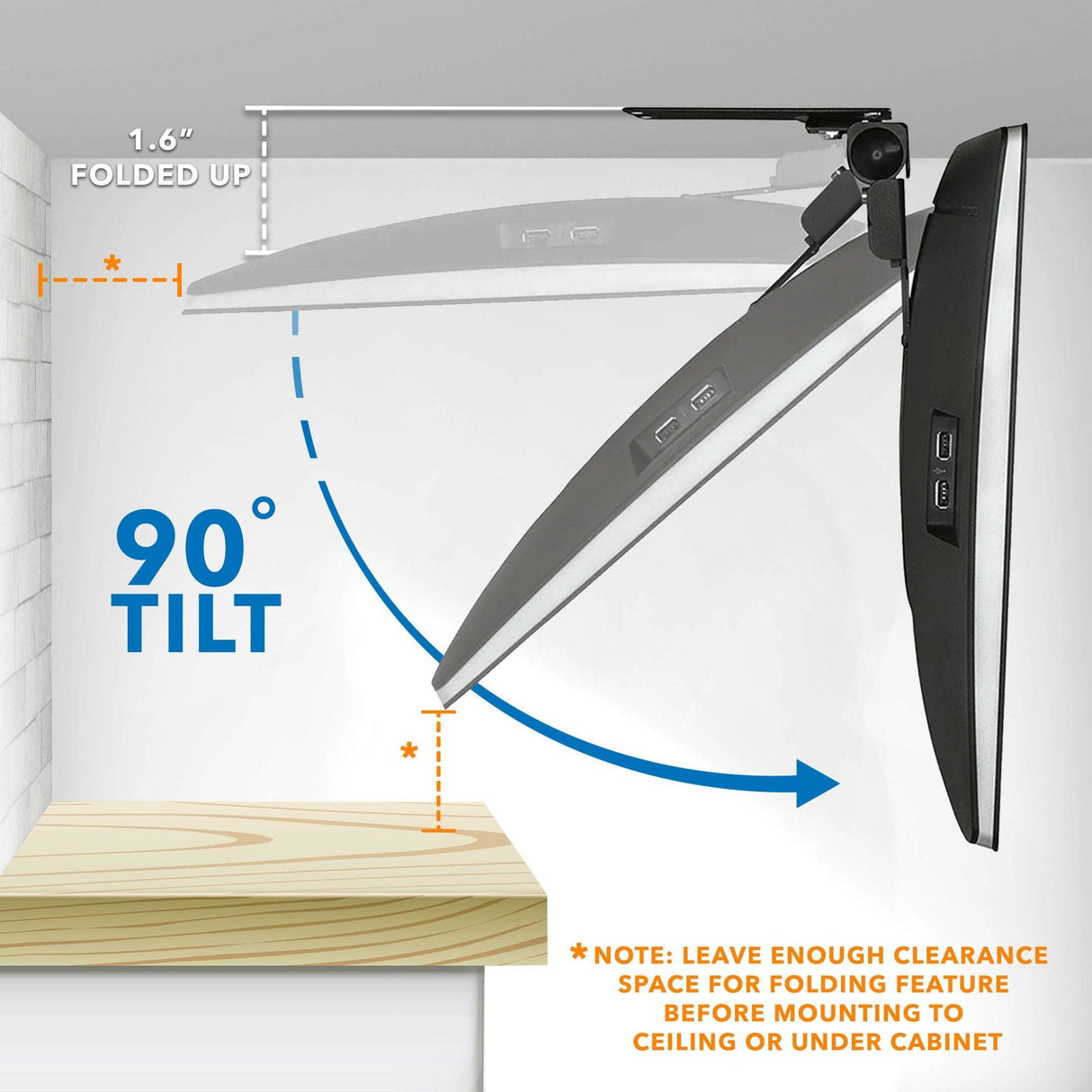 Black TV Mount - Under Cabinet and Ceiling TV Mount - Mount-It! - MI-4200