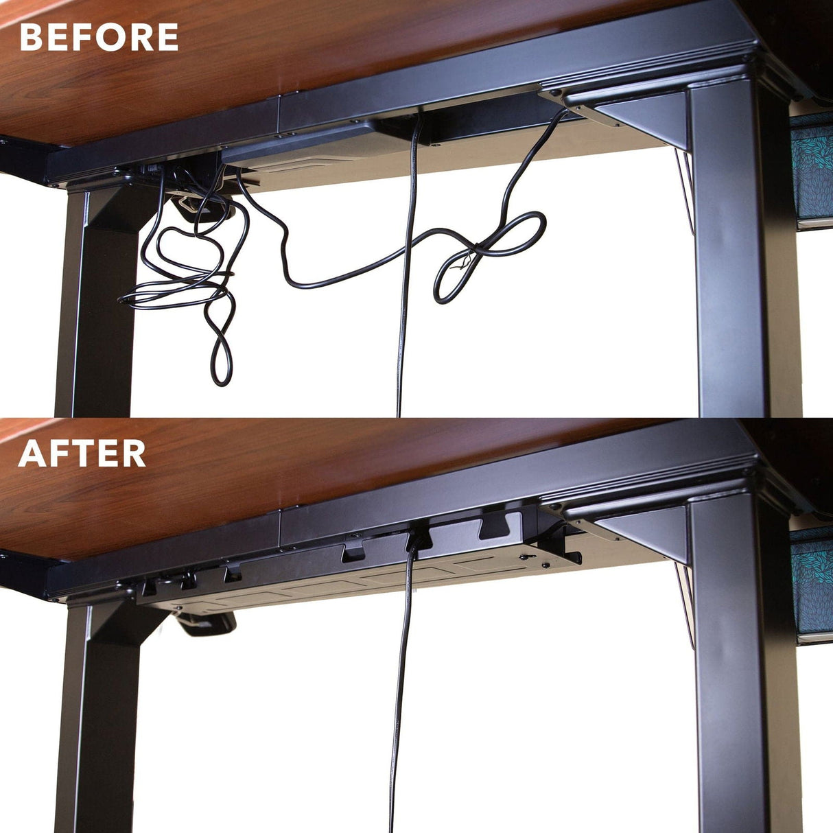 Black Cable Management - Under Desk Cable Tray - Mount-It! - MI-7282