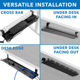 Black Cable Management - Under Desk Cable Tray - Mount-It! - MI-7282