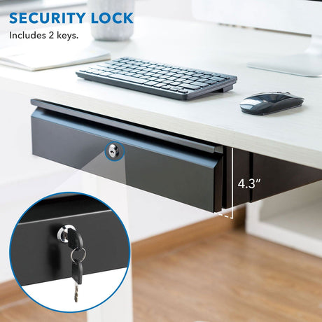 Black Desk Accessories - Under Desk Drawer with Lock - Mount-It! - MI-7295