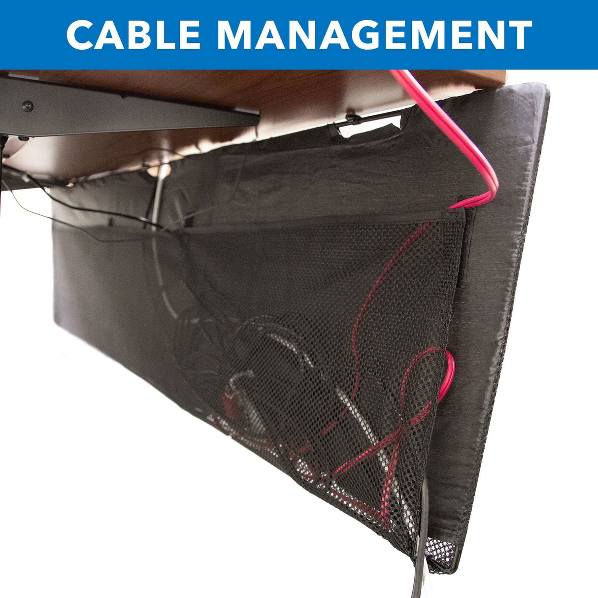 Black Cable Management - Under Desk Privacy Panel - 60" Wide - Mount-It! - MI-7251