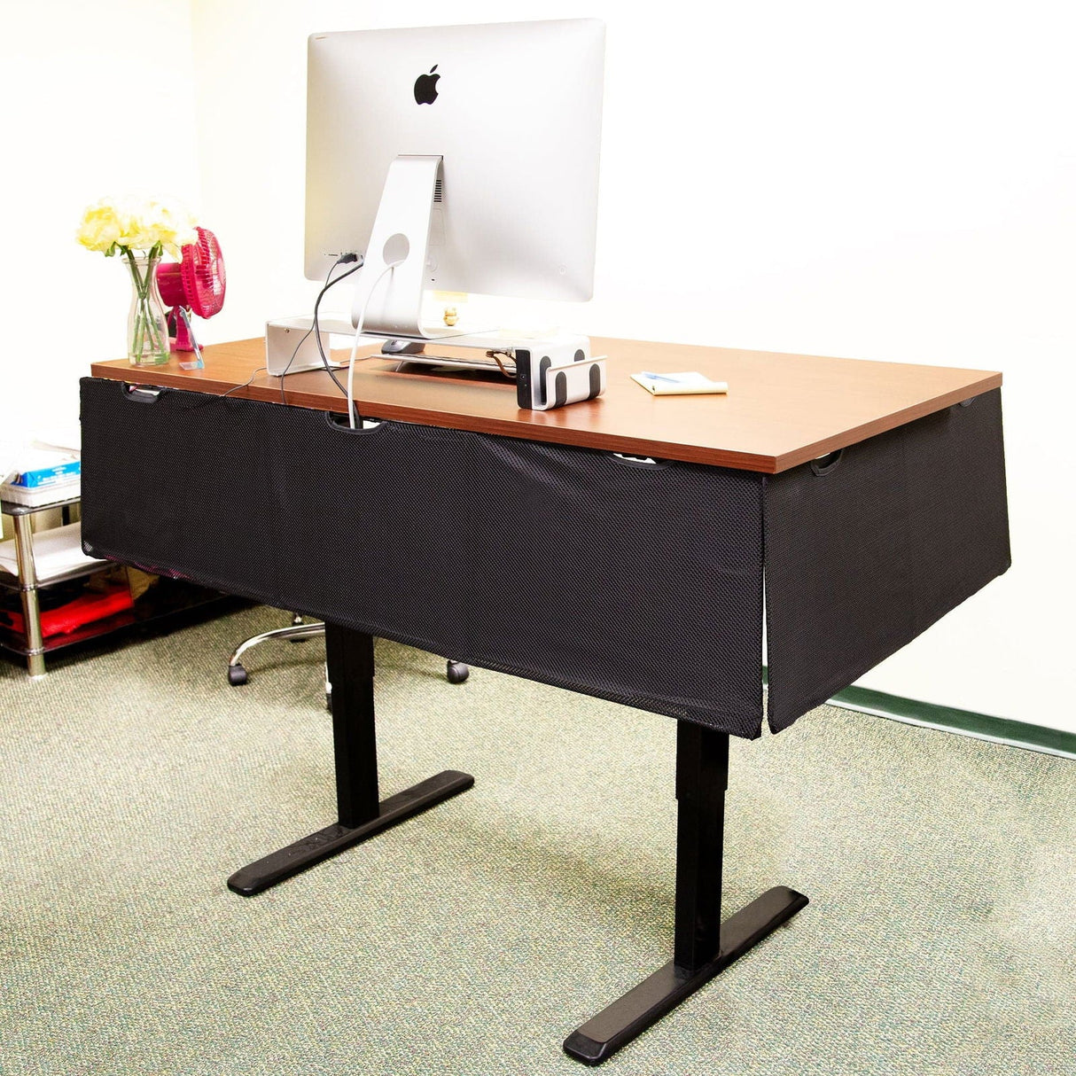 Black Cable Management - Under Desk Privacy Panel - Mount-It! - MI-7250