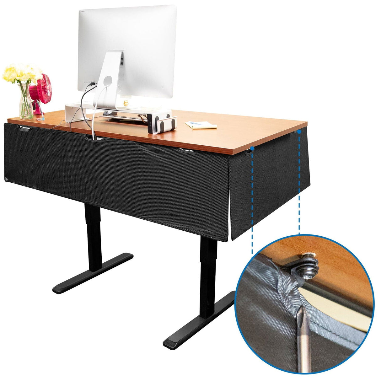 Black Cable Management - Under Desk Privacy Panel - Mount-It! - MI-7250