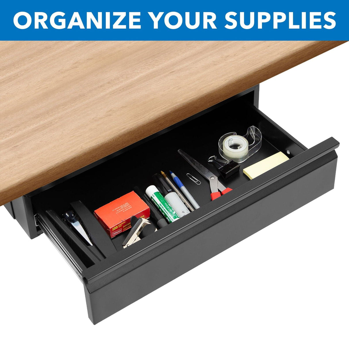 Black Desk Accessories - Under Desk Pull-Out Drawer Kit - Mount-It! - MI-7290