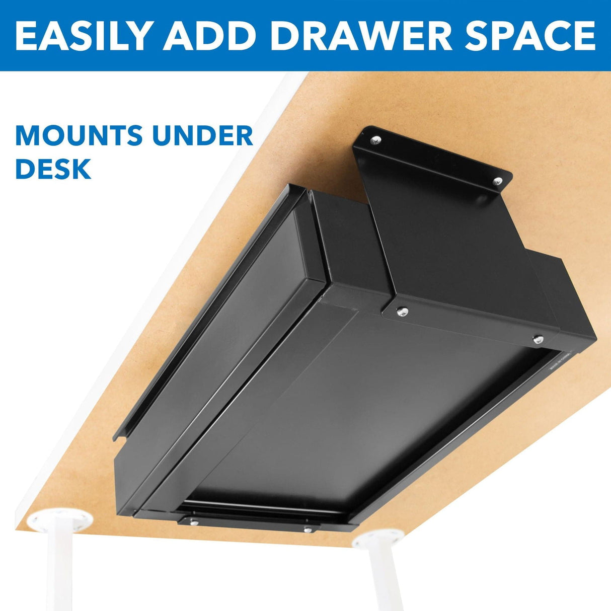 Black Desk Accessories - Under Desk Pull-Out Drawer Kit with Shelf - Mount-It! - MI-7291