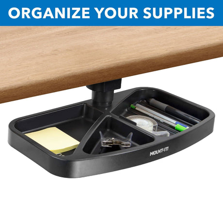 Black Desk Accessories - Under Desk Swivel Storage Tray - Mount-It! - MI-7292