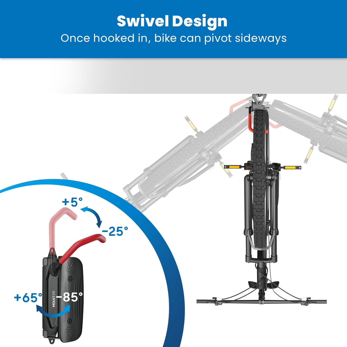 Black Bicycle Mount - WheelsUp Series Vertical Bike Wall Mount - Mount-It! - MI-9021