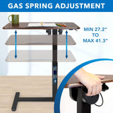 Brown Mobile Standing Desk - Height Adjustable Overbed Desk with Tilt Tabletop - Mount-It! - MI-8045