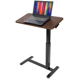 Brown Mobile Standing Desk - Height Adjustable Overbed Desk with Tilt Tabletop - Mount-It! - MI-8045