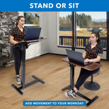 Brown Mobile Standing Desk - Height Adjustable Overbed Desk with Tilt Tabletop - Mount-It! - MI-8045