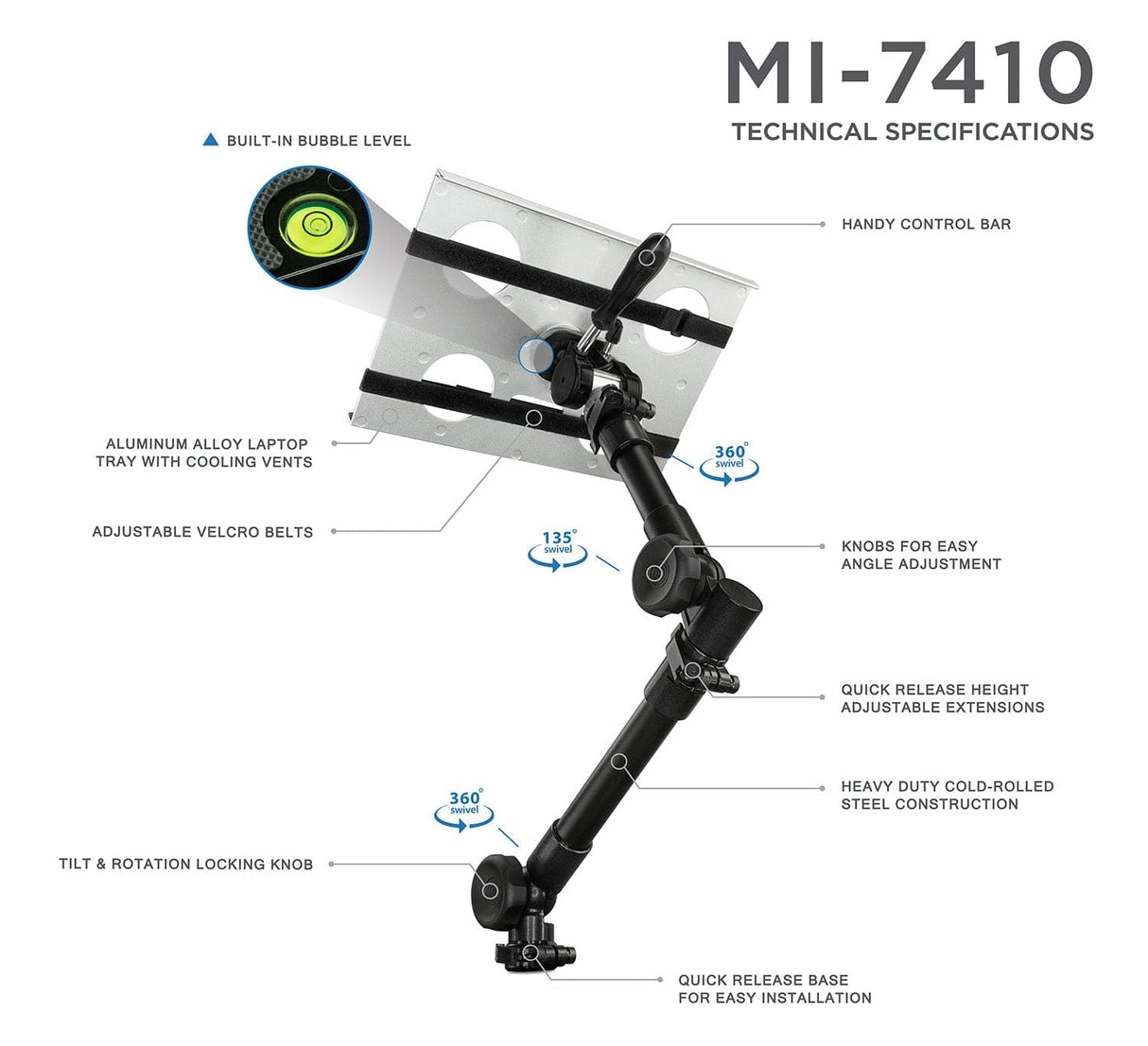 Laptop Mount - Car Laptop Mount - Mount-It! - MI-7410