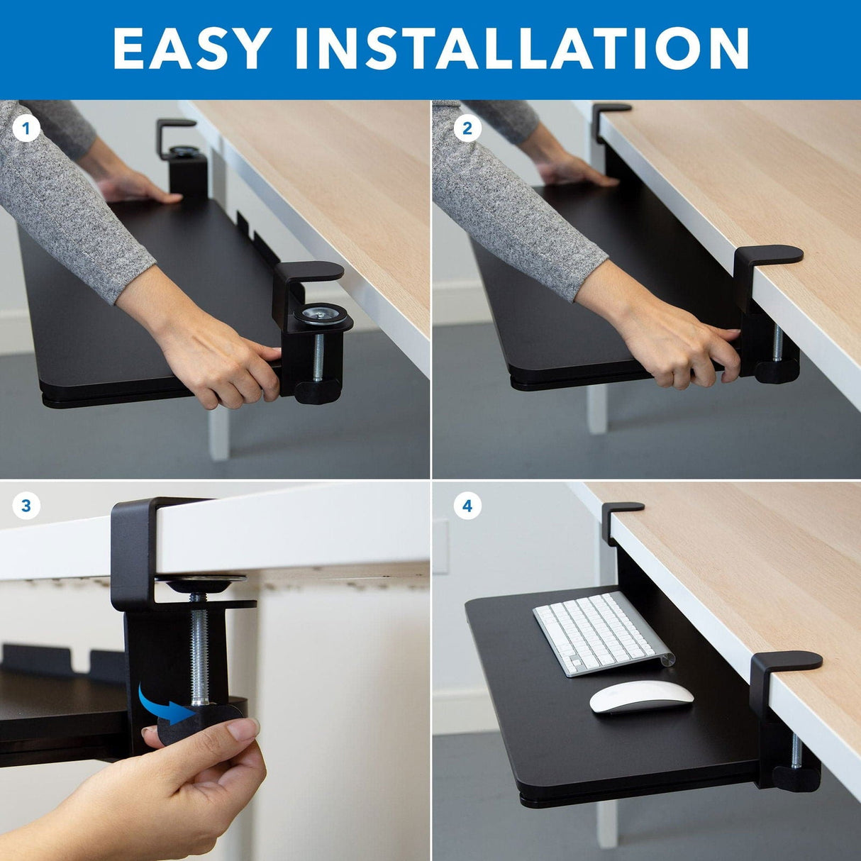 Keyboard Trays/Mounts - Clamp-On Adjustable Keyboard and Mouse Tray - Mount-It! - MI-7147