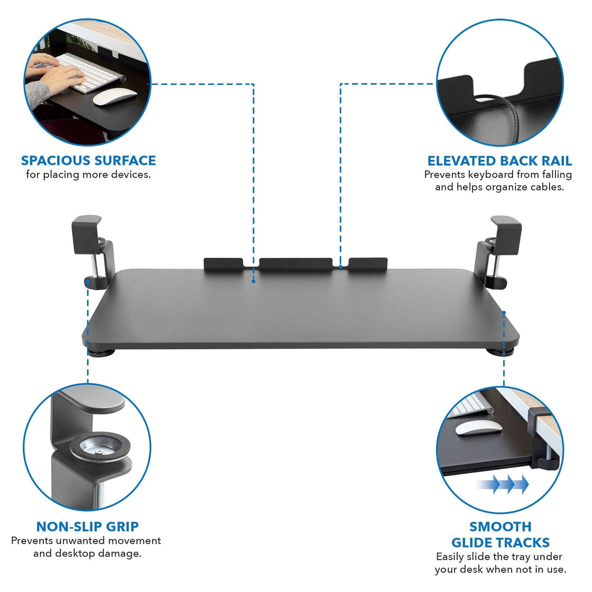 Keyboard Trays/Mounts - Clamp-On Adjustable Keyboard and Mouse Tray - Mount-It! - MI-7147