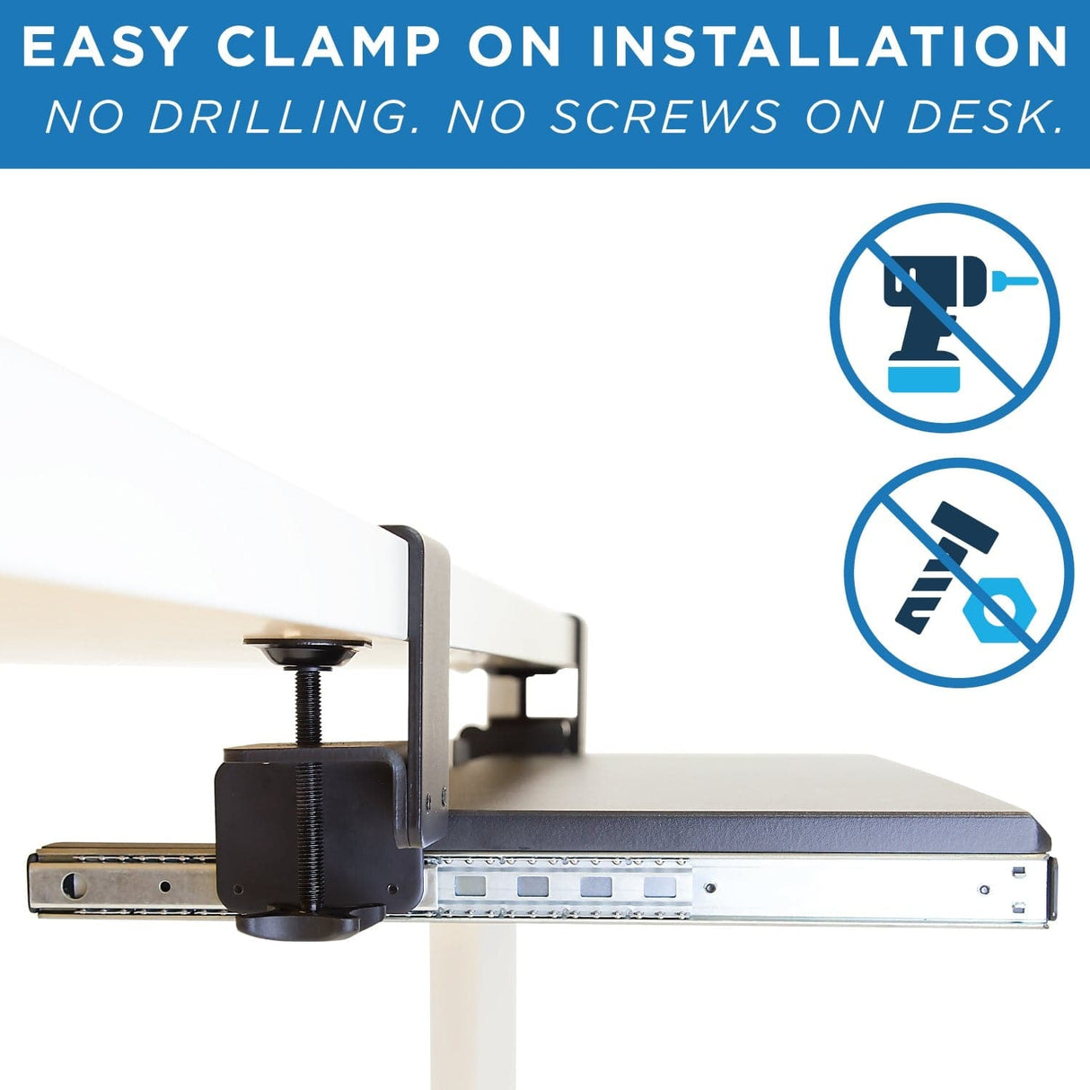 Keyboard Trays/Mounts - Clamp-On Under Desk Keyboard and Mouse Drawer Platform - Mount-It! - MI-7143