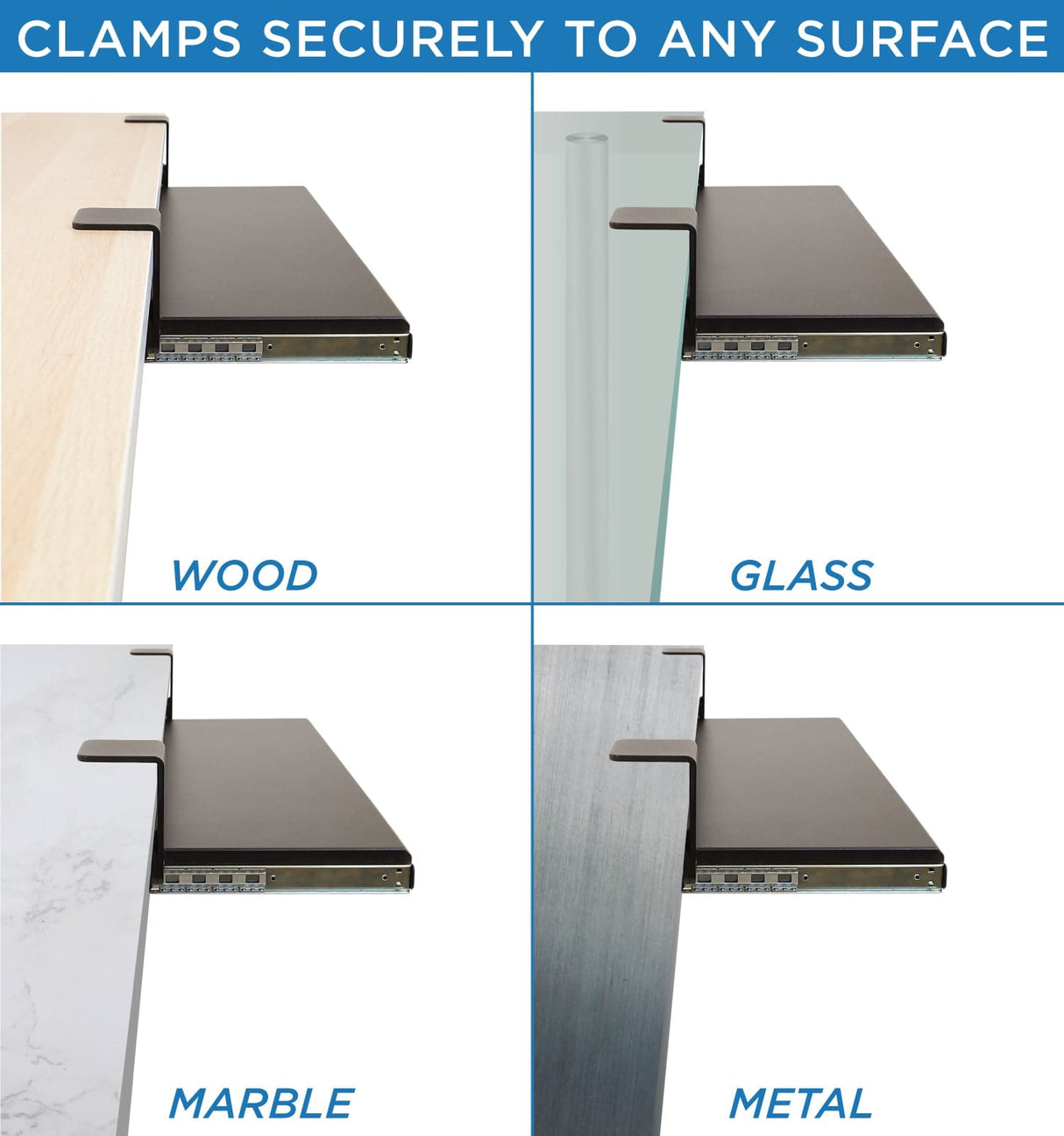 Keyboard Trays/Mounts - Clamp-On Under Desk Keyboard and Mouse Drawer Platform - Mount-It! - MI-7143