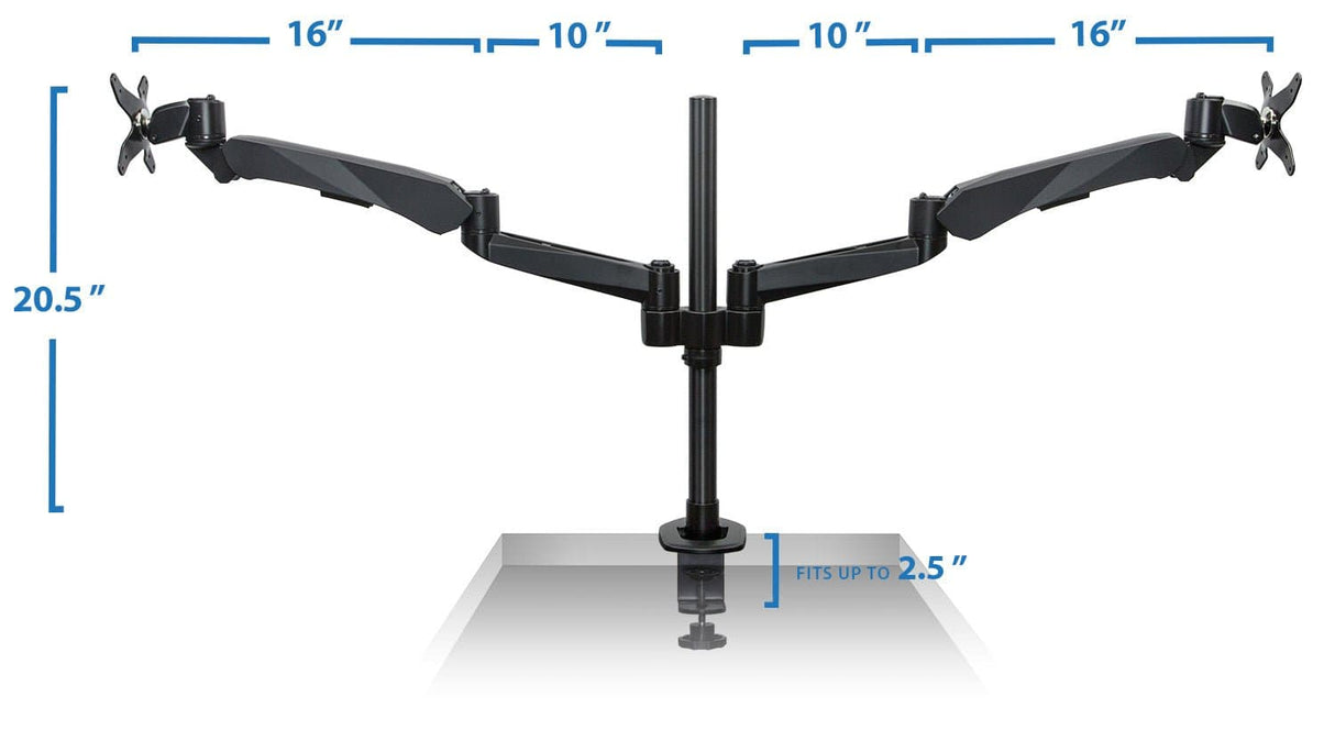 Monitor Mount - CLiX Series Full Motion Dual Monitor Desk Mount with Gas Spring Arms - Mount-It! -