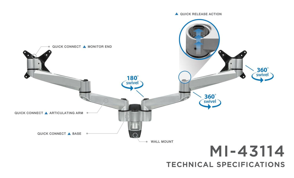 Monitor Mount - CLiX Series Full Motion Dual Monitor Wall Mount - Mount-It! -