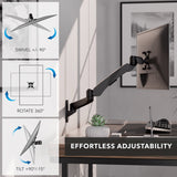 Monitor Mount - CLiX Series Full Motion Single Monitor Wall Mount with Gas Spring Arm - Mount-It! -