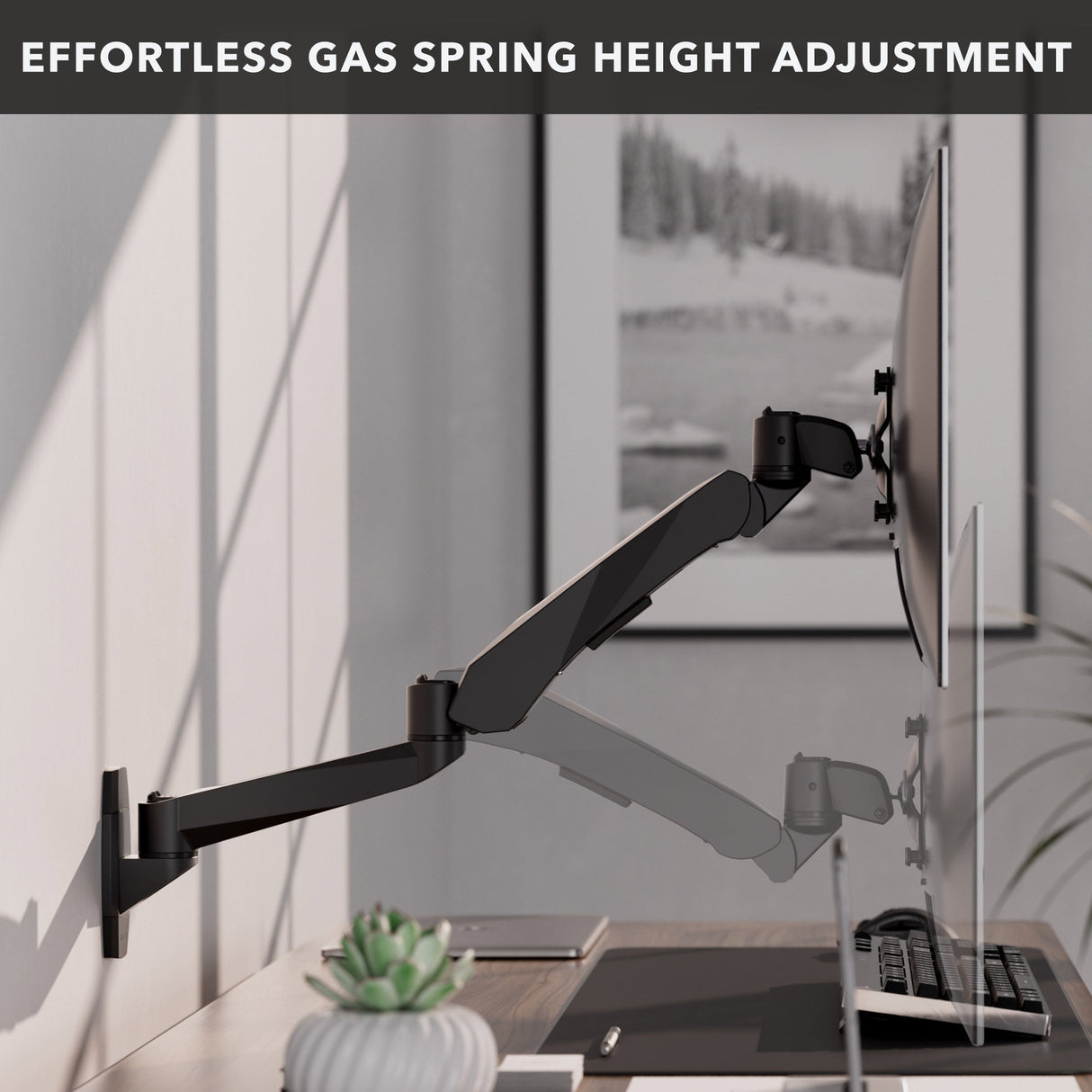 Monitor Mount - CLiX Series Full Motion Single Monitor Wall Mount with Gas Spring Arm - Mount-It! -