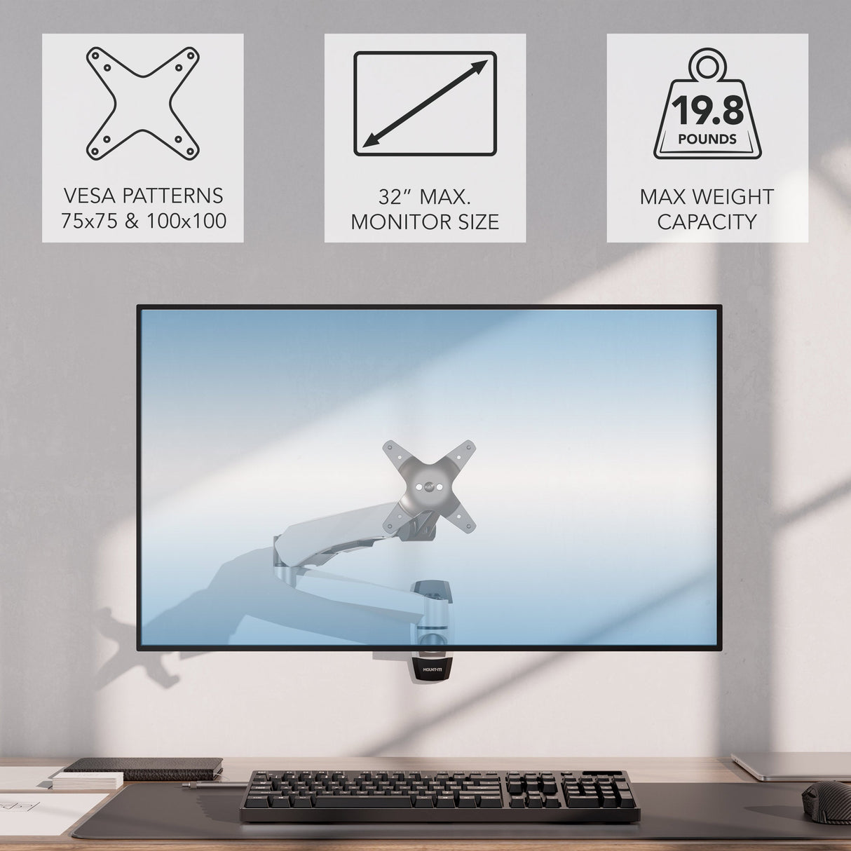 Monitor Mount - CLiX Series Full Motion Single Monitor Wall Mount with Gas Spring Arm - Mount-It! -