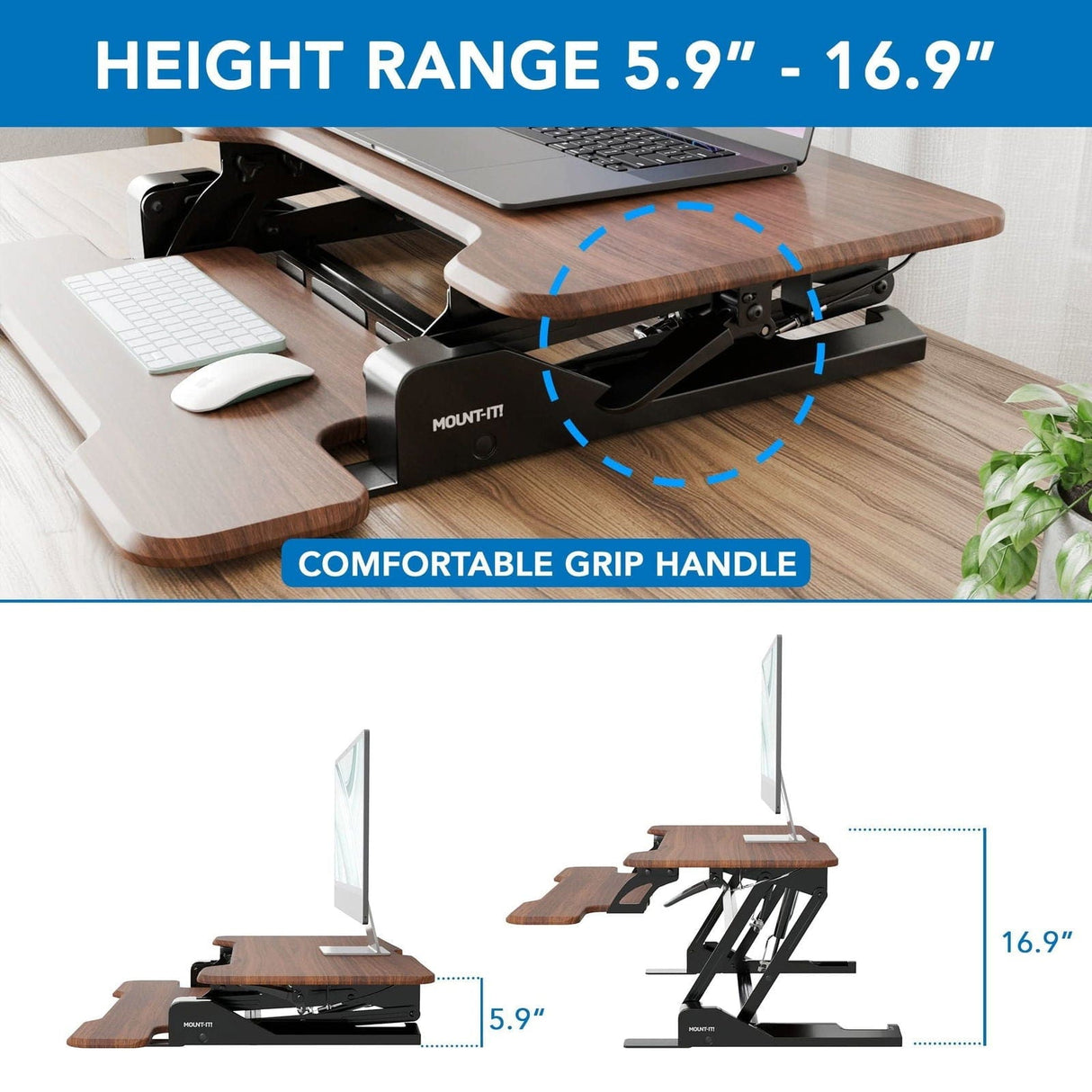 Desk Converters - Compact Standing Desk Converter with 30" Desktop - Mount-It! -