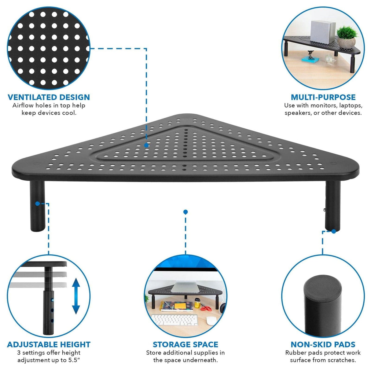 Monitor Risers - Corner Desk Monitor Stand - Mount-It! - MI-7362