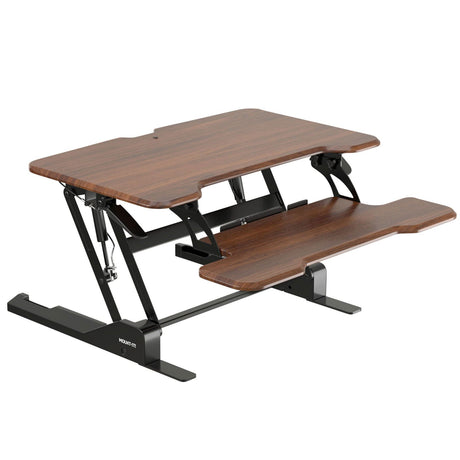 Dark Walnut Woodgrain Desk Converters - Compact Standing Desk Converter with 30" Desktop - Mount-It! - MI-15006S