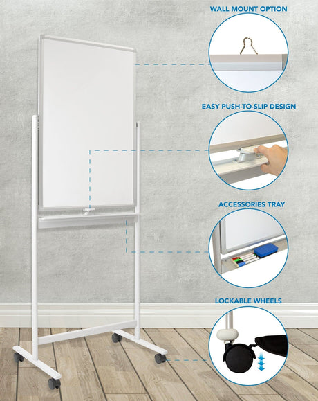 Dry Erase Boards - Double-Sided Mobile Whiteboard - Mount-It! - MI-10701