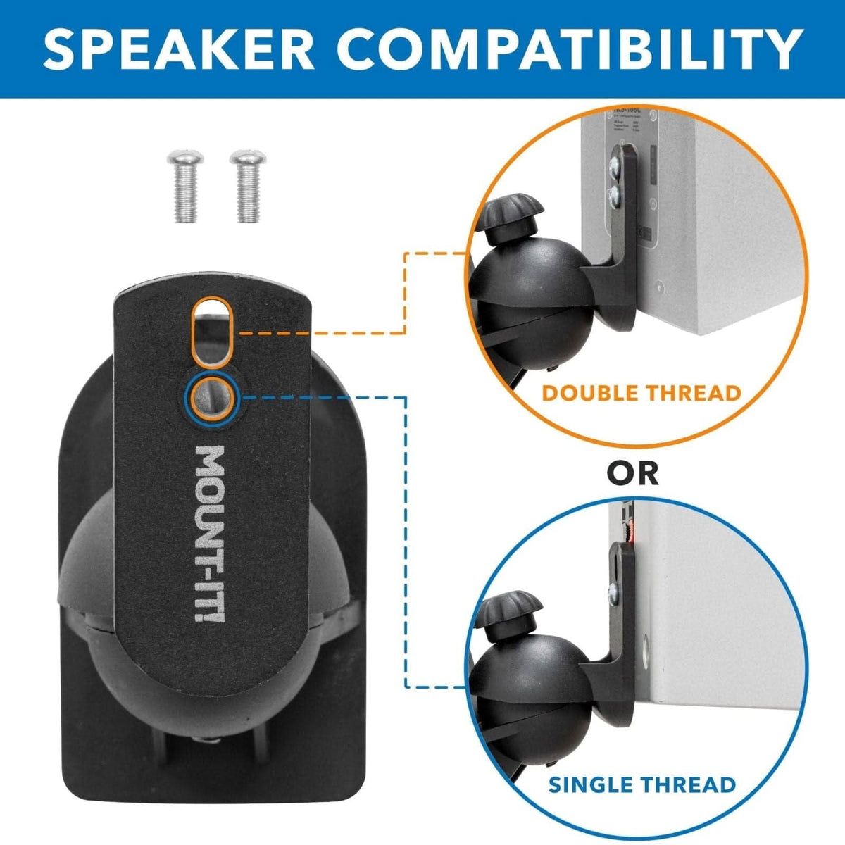 Sound Less Mount Mount-It! Dual Low Profile Universal Speaker Wall Mounts | MI-SB28