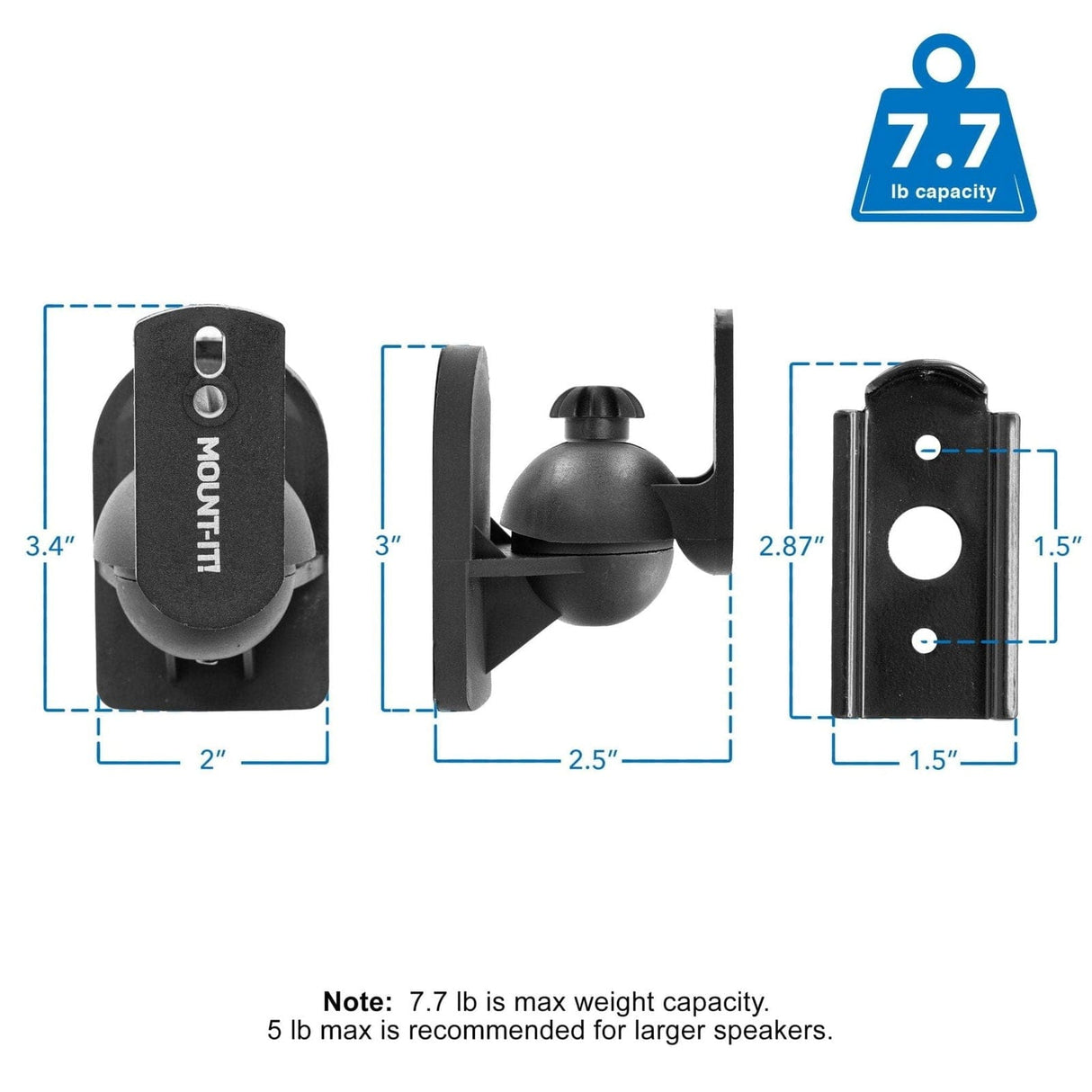 Speaker Mount - Dual Low Profile Universal Speaker Wall Mounts - Mount-It! - MI-SB28