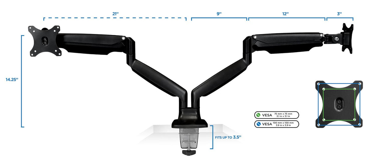 Monitor Mount - Dual Monitor Desk Mount With Gas Spring Arms - Mount-It! -