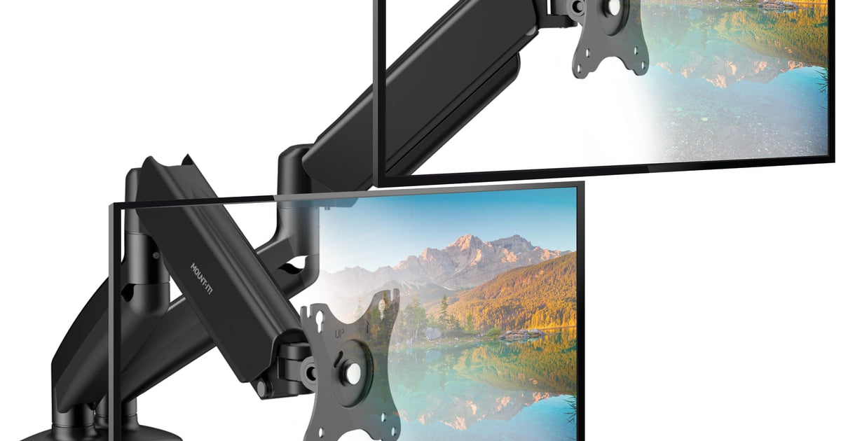 Mount-It! Dual Monitor Desk Mount with Gas Spring Arms for monitors up ...